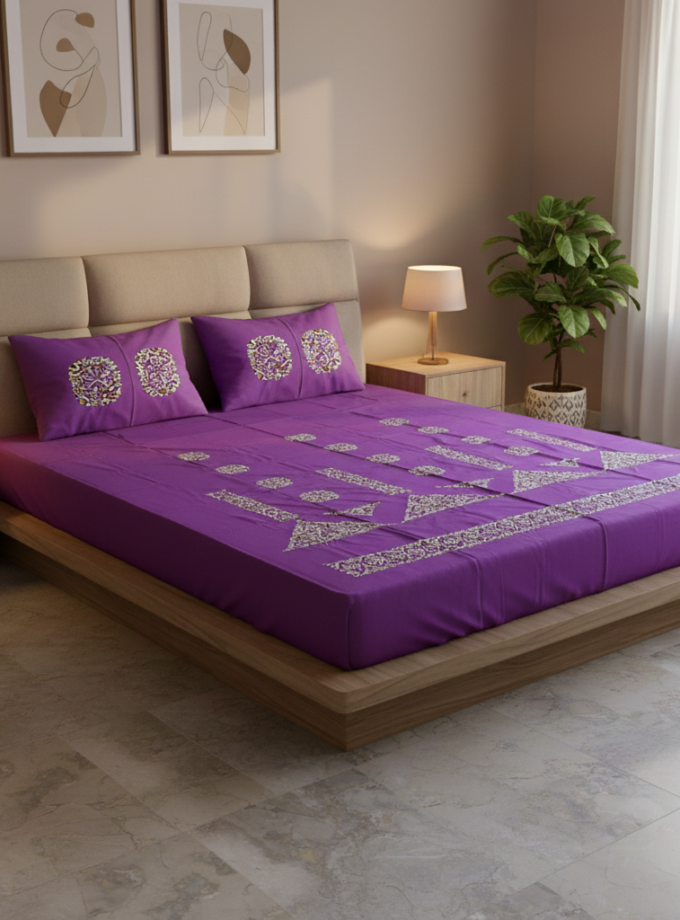 3 Pcs Applique Bedsheet set