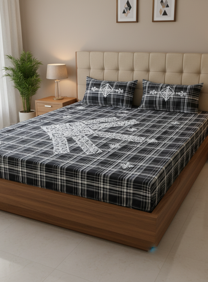 3 Pcs Applique Bedsheet set