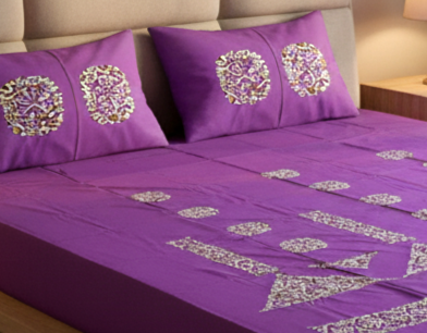 3 Pcs Applique Bedsheet set
