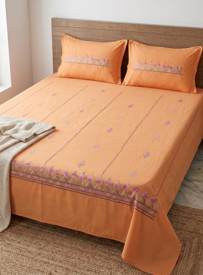 3 Pcs Embroidery Bedsheet set