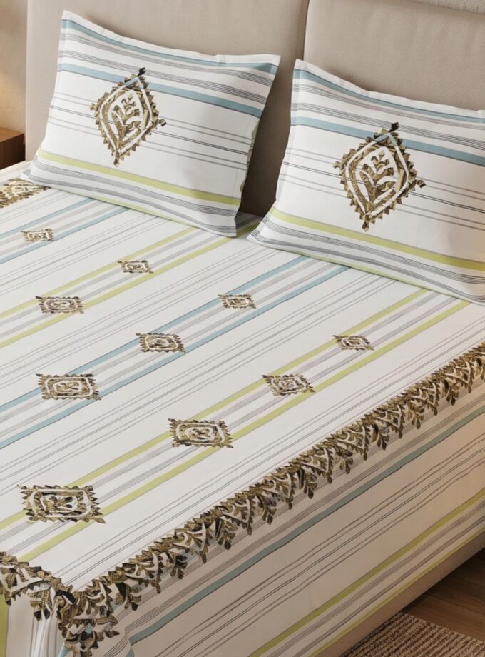 3 Pcs Applique Bedsheet set
