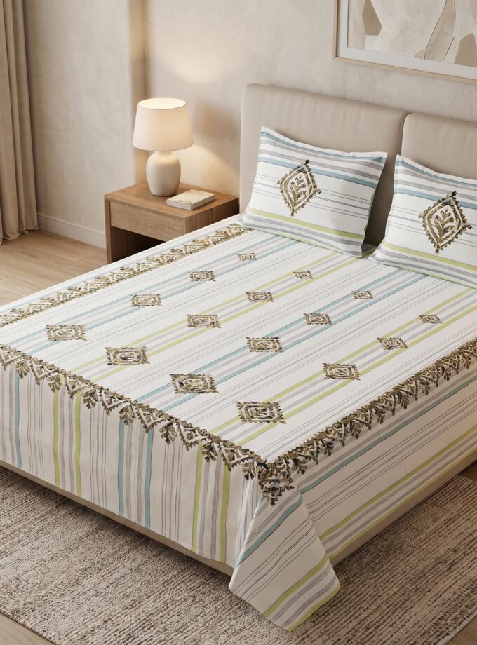 3 Pcs Applique Bedsheet set