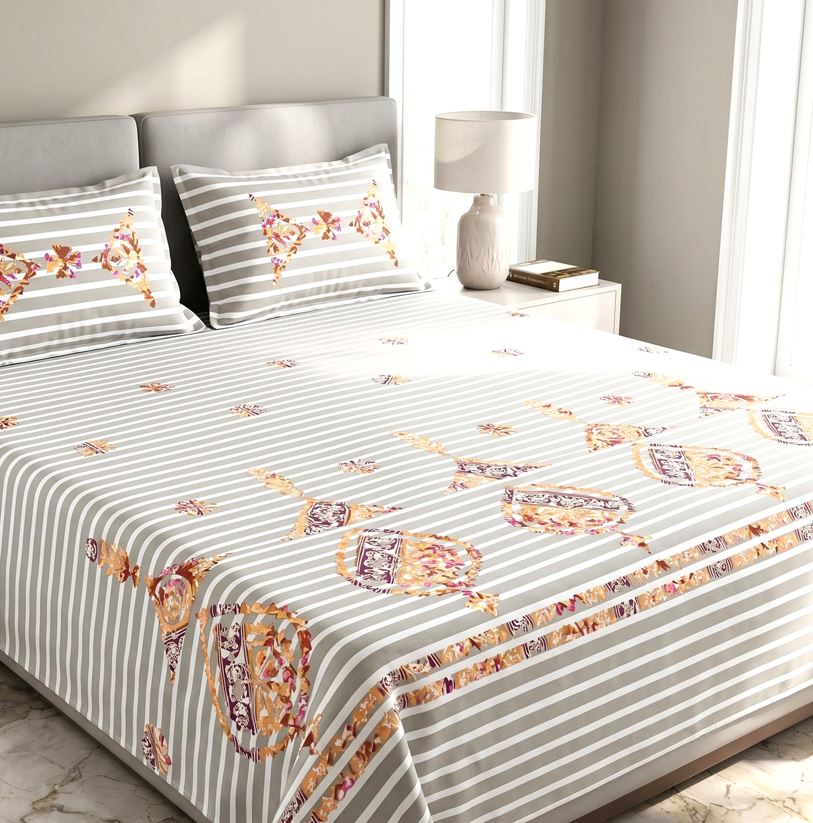 3 Pcs Applique Bedsheet set - Image 2