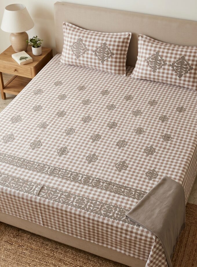 3 Pcs Applique Bedsheet set
