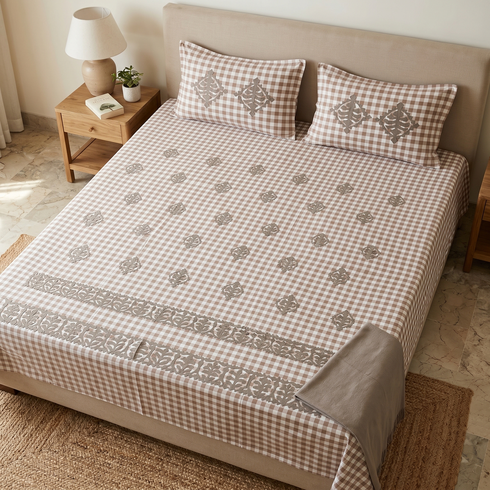 3 Pcs Applique Bedsheet set
