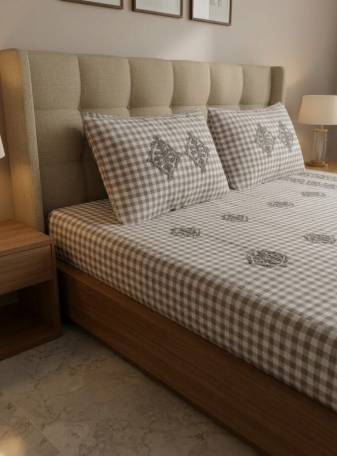3 Pcs Applique Bedsheet set