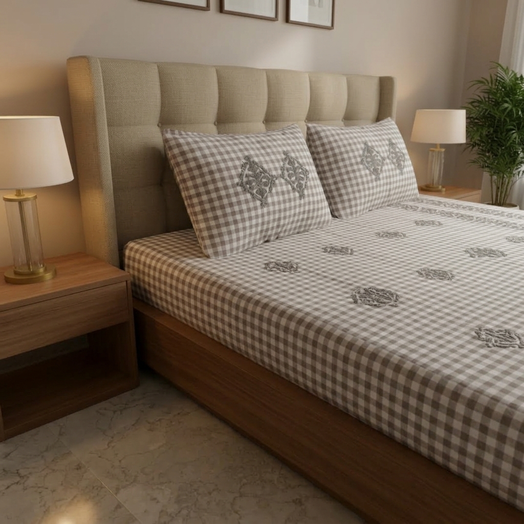3 Pcs Applique Bedsheet set - Image 4