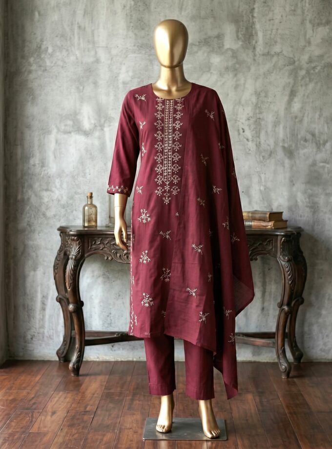 3 Pcs Embroidery and Mirror work Suit