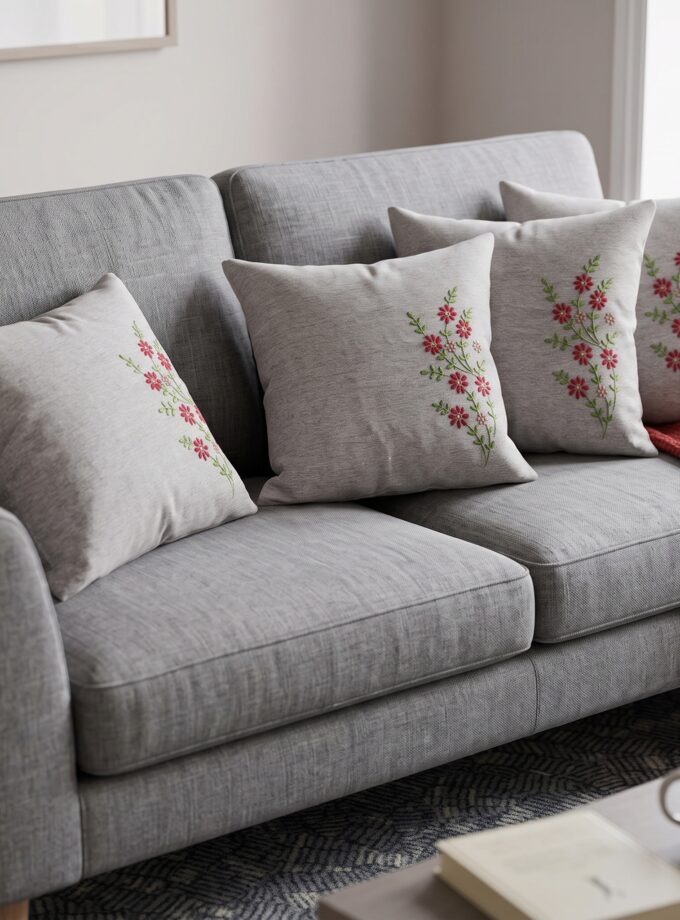 5 Pcs Embroidered Cushion Cover set